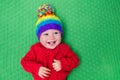 Little baby in warm knitted hat Royalty Free Stock Photo