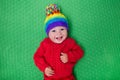 Little baby in warm knitted hat Royalty Free Stock Photo