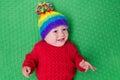 Little baby in warm knitted hat Royalty Free Stock Photo