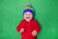 Little baby in warm knitted hat Royalty Free Stock Photo