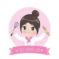 The little bakery girl logo sweet pink. Royalty Free Stock Photo