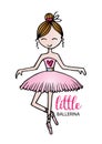 Little ballerina. cute cartoon girl for clothing.