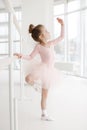 Little cute girl in class in ballet studio Royalty Free Stock Photo