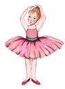 Little ballerina in pink dress. Royalty Free Stock Photo