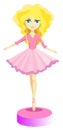 the little ballerina in a pink dress with long blonde hair