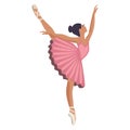 Little ballerina in pink tutu, simple style vector on white background Royalty Free Stock Photo