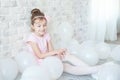 Little ballerina in a studio Royalty Free Stock Photo