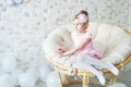 Little ballerina in a studio Royalty Free Stock Photo