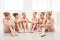 Little ballerinas talking in ballet studio Royalty Free Stock Photo