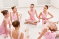 Little ballerinas talking in ballet studio Royalty Free Stock Photo