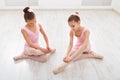 Little ballerinas talking in ballet studio Royalty Free Stock Photo