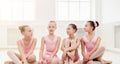 Little ballerinas talking in ballet studio Royalty Free Stock Photo