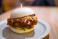 Little Bao delicious chicken burger close up Royalty Free Stock Photo