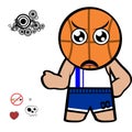 Little basketball head character cartoon kawaii expression illustration