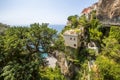 Little beach Spiaggia la Porta with the luxury yachts in Positano, Italy Royalty Free Stock Photo