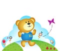 Little bear chasing butterfly