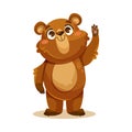Little Bear Cub with Cute Snout Waving Paw Vector Illustration