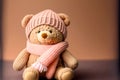 Little bear in hat and scarf cute kits knitted toys