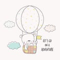 Little bear in a hot air balloon