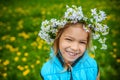 Little beautiful girl with floral wreath Royalty Free Stock Photo