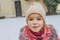 Little beautiful girl walks in Wawel, Krakow