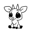 Little beautiful goat big eyes smile animal illustration cartoon