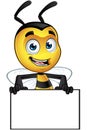 Little Bee Character - Holding Blank Board Royalty Free Stock Photo