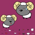 Little big head baby ram cartoon expressions collection set Royalty Free Stock Photo