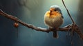 Little bird on a branch of a tree against the background of mountains generated ai Royalty Free Stock Photo