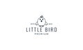 Little bird or cheeper or nestling or poult cute cartoon line logo icon illustration vector Royalty Free Stock Photo