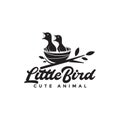 Little bird on nest hungry logo design vector graphic symbol icon illustration creative idea