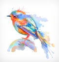 Little bird, watercolor illustration Royalty Free Stock Photo