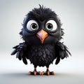 Cute Cartoonish 3d Render Of An Ugly Little Black Bird