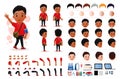 Little Black African Boy Student Character Creation Kit Template with Different Facial Expressions Royalty Free Stock Photo