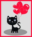 A little black cat with balloons Royalty Free Stock Photo