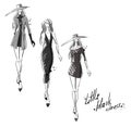 Little black dress. Fashion illustration