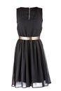 Little black dress with golden belt