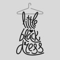 Little black dress typography, fashion typography, fashion calligraphy, dress typography.