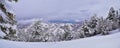 Little Black Mountain Peak hiking trail snow views winter via Bonneville Shoreline Trail, Wasatch Front Rocky Mountains, by Salt L Royalty Free Stock Photo