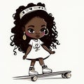 Little black princess girl in a sporty look. Cute and cool dark-skinned little girl