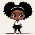 Little black princess girl in a sporty look. Cute and cool dark-skinned little girl