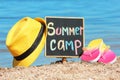 Little blackboard with text SUMMER CAMP Royalty Free Stock Photo