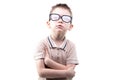 Little blond boy in glasses Royalty Free Stock Photo