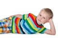 Little blond boy rests Royalty Free Stock Photo