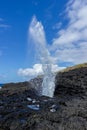 Little blowhole in Kiama on a moody sunny day with water fountain Jervis Bay, Australia Royalty Free Stock Photo