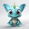 Little Blue Animation Dragon: Hyper-realistic Pop Style With Unreal Engine