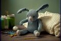 Little blue bunny cute kits knitted toys