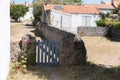 Little blue gate for access home garden Royalty Free Stock Photo