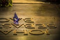 Little blue paper crane over Johann Sebastian BachÃÂ´s grave in Leipzig, Germany.