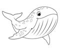 Little Blue Whale Cartoon Animal Illustration BW Royalty Free Stock Photo